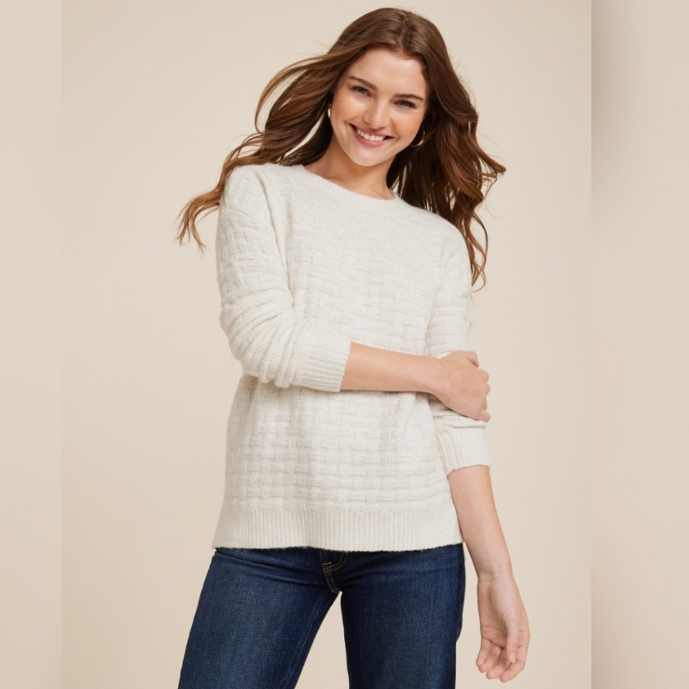 Maurices Gold & White Lurex Knit Sweater